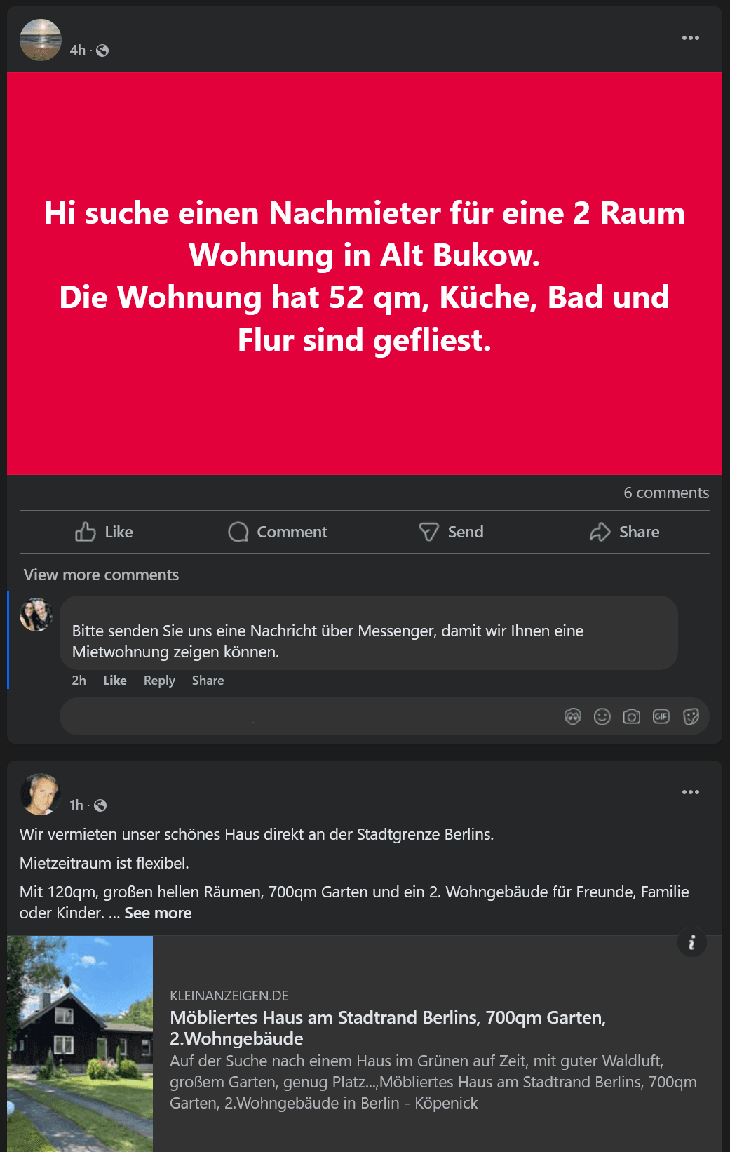 Facebook Groups listing example